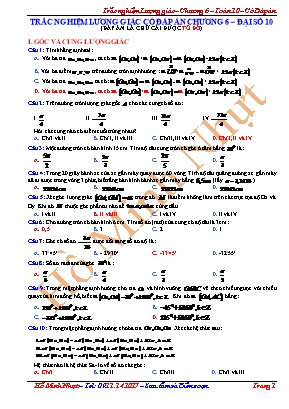Bài tập trắc nghiệm Đại số Lớp 10 - Chương 6 Lượng giác - Hồ Minh Nhựt